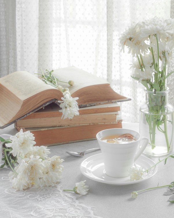 Calm & Focus Tea in a mug with herbs, promoting relaxation, mood support, and focus